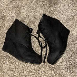 Black Wedge Booties